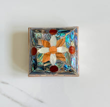 Load image into Gallery viewer, Mother-of-Pearl Mosaic Ring Box | Handmade Inlay Trinket Box | Abalone Shell Flower Design