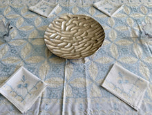Load image into Gallery viewer, Table Cover: 117 x 58 inches Approx'. Aghabani Oriental for Rectangle Tables, White background with Gold and Blue Silk Embroidery