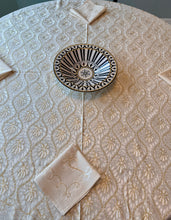 Load image into Gallery viewer, Round Table Cover. Diameter: 78 inches Approx'. Aghabani Oriental for Round Tables. Off White background with Gold & White Silk
