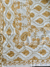 Load image into Gallery viewer, Table Cover: 117 x 58 inches Approx'. Aghabani Oriental for Rectangle Tables, Beige background with White and Gold Silk Embroidery