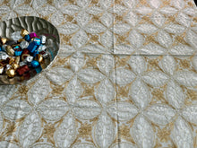 Load image into Gallery viewer, Table Cover: 117 x 69 inches Approx'. Aghabani Oriental for Rectangle Tables, Beige background with White and Gold Silk Embroidery