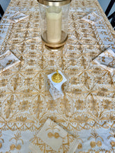 Load image into Gallery viewer, Table Cover: 78 x 56 inches Approx'. Aghabani Oriental for Rectangle Tables. Beige background with Gold Silk