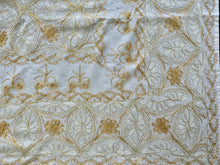 Load image into Gallery viewer, Table Cover: 117 x 69 inches Approx'. Aghabani Oriental for Rectangle Tables, White background with White and Gold Silk Embroidery