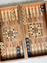 Load image into Gallery viewer, Backgammon / Chess Wooden Vintage Mosaic Handmade Set