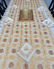 Load image into Gallery viewer, Table Cover: 117 x 58 inches Approx’. Aghabani Oriental for Rectangle Tables, Beige background with Brick Red & Gold Silk Embroidery