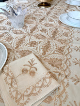 Load image into Gallery viewer, Table Cover: 94 x 59 inches Approx'. Aghabani Oriental for Rectangle Tables, Beige background with Bronze Silk Embroidery