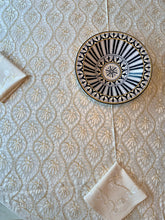 Load image into Gallery viewer, Round Table Cover. Diameter: 78 inches Approx'. Aghabani Oriental for Round Tables. Off White background with Gold & White Silk