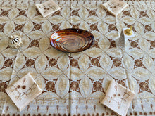 Load image into Gallery viewer, Table Cover: 94 x 59 inches Approx'. Aghabani Oriental for Rectangle Tables, Beige background with Brown and Beige Silk Embroidery