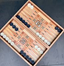 Load image into Gallery viewer, Backgammon / Chess Wooden Vintage Mosaic Handmade Set