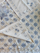 Load image into Gallery viewer, Table Cover: 117 x 57 inches Approx'. Aghabani Oriental for Rectangle Tables, Beige background with Light Gray and Cream Silk Embroidery