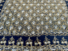 Load image into Gallery viewer, Table Cover: 58 x 58 inches Approx'. Dark Green background with Gold and White Silk Embroidery tablecloth Handmade Aghabani for Square tables