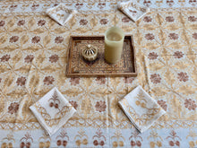 Load image into Gallery viewer, Table Cover: 117 x 58 inches Approx’. Aghabani Oriental for Rectangle Tables, Beige background with Brick Red & Gold Silk Embroidery