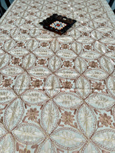 Load image into Gallery viewer, Table Cover: 117 x 67 inches Approx’. Aghabani Oriental for Rectangle Tables, Beige background with Brown and Beige Silk Embroidery