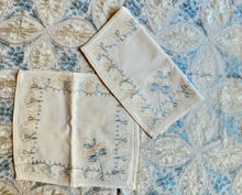 Load image into Gallery viewer, Table Cover: 117 x 58 inches Approx'. Aghabani Oriental for Rectangle Tables, White background with White and Blue Silk Embroidery