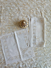 Load image into Gallery viewer, Table Cover: 156 x 78 inches Approx’. Aghabani Oriental for Rectangle Tables, Beige background with Gold & White Silk Embroidery