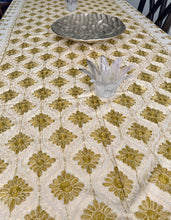 Load image into Gallery viewer, Table Cover: 117 x 58 inches Approx'. Aghabani Oriental for Rectangle Tables, Beige background with Beige and Olive Green Silk Embroidery