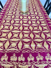 Load image into Gallery viewer, Table Cover: 94 x 59 inches Approx'. Aghabani Oriental for Rectangle Tables, Burgundy background with Burgundy and Gold Silk Embroidery