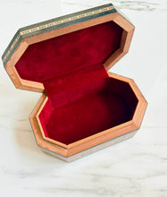 Load image into Gallery viewer, Handcrafted Marquetry Box | Mother of Pearl & Wood Inlay Octagonal Box | Middle Eastern Mosaic Jewelry Box