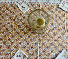 Load image into Gallery viewer, Table Cover: 90 x 59 inches Approx'. Aghabani Oriental for Rectangle Tables, Beige background with Brown and Gold Silk Embroidery