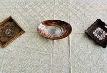 Load image into Gallery viewer, Table Cover: 117 x 58 inches Approx'. Aghabani Oriental for Rectangle Tables, Beige background with White and Gold Silk Embroidery