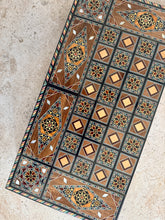 Load image into Gallery viewer, Handmade Mosaic Backgammon Set – Inlaid Walnut Wood & Mother-of-Pearl Game Board