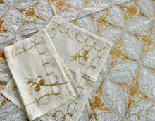 Load image into Gallery viewer, Table Cover: 117 x 69 inches Approx'. Aghabani Oriental for Rectangle Tables, Beige background with White and Gold Silk Embroidery