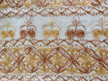 Load image into Gallery viewer, Table Cover: 78 x 56 inches Approx'. Aghabani Oriental for Rectangle Tables. Beige background with Gold and Brick Red Silk