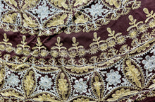 Load image into Gallery viewer, Round Table Cover. Diameter: 78 inches Approx'. Aghabani Oriental for Round Tables. Brown background with Gold & White Silk