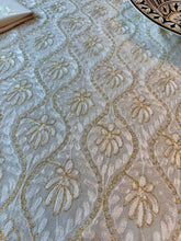 Load image into Gallery viewer, Round Table Cover. Diameter: 78 inches Approx'. Aghabani Oriental for Round Tables. Off White background with Gold & White Silk