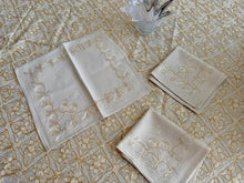 Load image into Gallery viewer, Table Cover: 117 x 58 inches Approx'. Aghabani Oriental for Rectangle Tables, Beige background with White and Gold Silk Embroidery