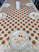 Load image into Gallery viewer, Table Cover: 117 x 58 inches Approx’. Aghabani Oriental for Rectangle Tables, Beige background with Brick Red & Off White Silk Embroidery