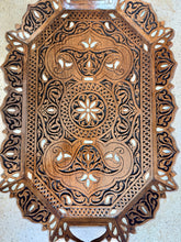 Load image into Gallery viewer, Hand-Carved Wooden Tray with Mother-of-Pearl Inlay