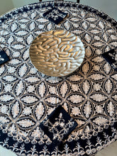 Load image into Gallery viewer, Round Table Cover. Diameter: 78 inches Approx'. Aghabani Oriental for Round Tables. Black background with White Silk