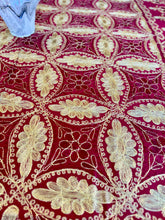 Load image into Gallery viewer, Table Cover: 117 x 58 inches Approx'. Aghabani Oriental for Rectangle Tables, Burgundy background with Burgundy and Gold Silk Embroidery
