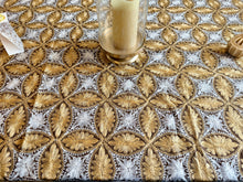 Load image into Gallery viewer, Table Cover: 156 x 78 inches Approx’. Aghabani Oriental for Rectangle Tables, Brown background with Gold & White Silk Embroidery