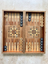 Load image into Gallery viewer, Backgammon / Chess Wooden Vintage Mosaic Handmade Set