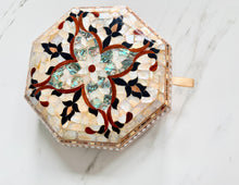 Load image into Gallery viewer, Octagonal Mother of Pearl Jewelry Box, Handmade Inlaid Wood Trinket Box, Abalone Mosaic Keepsake Box, Gift for Her