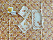 Load image into Gallery viewer, Table Cover: 78 x 56 inches Approx'. Aghabani Oriental for Rectangle Tables. Beige background with Gold and Brick Red Silk