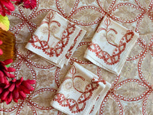 Load image into Gallery viewer, Table Cover: 94 x 59 inches Approx'. Aghabani Oriental for Rectangle Tables, Beige background with Brick Red and Champagne Beige Silk Embroidery