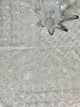 Load image into Gallery viewer, Table Cover: 57 x 57 inches Approx'. Aghabani Oriental for Square Tables. Beige background with White and Silver Silk