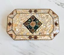 Load image into Gallery viewer, Mother of Pearl Mosaic Inlay Box | Middle Eastern Trinket & Jewelry Box | Handmade Wood Keepsake Box | Decorative Gift