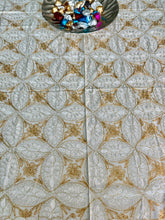 Load image into Gallery viewer, Table Cover: 117 x 69 inches Approx'. Aghabani Oriental for Rectangle Tables, Beige background with White and Gold Silk Embroidery