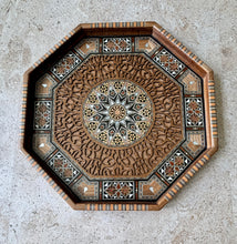 Load image into Gallery viewer, Vintage Syrian Damascene Mosaic Inlay Octagonal Tray | Mother-of-Pearl Marquetry
