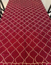 Load image into Gallery viewer, Table Cover: 135 x 78 inches Approx’. Aghabani Oriental for Rectangle Tables, Burgundy background with Gold & Burgundy Silk Embroidery