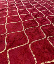 Load image into Gallery viewer, Table Cover: 135 x 78 inches Approx’. Aghabani Oriental for Rectangle Tables, Burgundy background with Gold & Burgundy Silk Embroidery