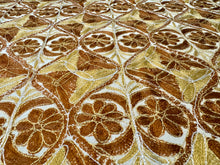 Load image into Gallery viewer, Table Cover: 135 x 67 inches Approx’. Aghabani Oriental for Rectangle Tables, Beige background with Gold & Brown Silk Embroidery