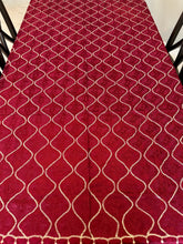 Load image into Gallery viewer, Table Cover: 135 x 78 inches Approx’. Aghabani Oriental for Rectangle Tables, Burgundy background with Gold & Burgundy Silk Embroidery