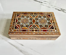 Load image into Gallery viewer, Medium Sized Rectangle Handmade Mosaic Box inlaid with Mother of Pearl