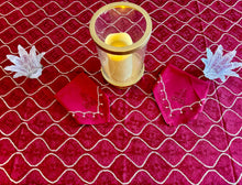 Load image into Gallery viewer, Table Cover: 135 x 78 inches Approx’. Aghabani Oriental for Rectangle Tables, Burgundy background with Gold & Burgundy Silk Embroidery