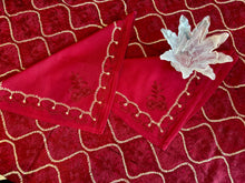 Load image into Gallery viewer, Table Cover: 135 x 78 inches Approx’. Aghabani Oriental for Rectangle Tables, Burgundy background with Gold & Burgundy Silk Embroidery